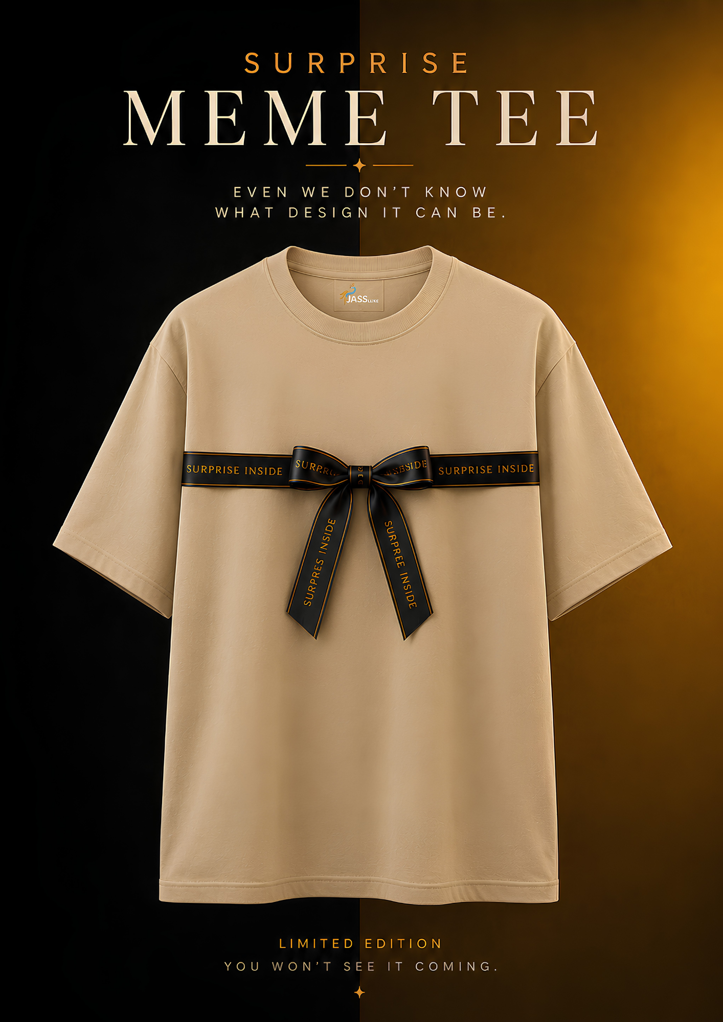 JL Surprise meme tee Beige